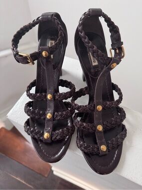Miu Miu Slingbacks in Braided Leather